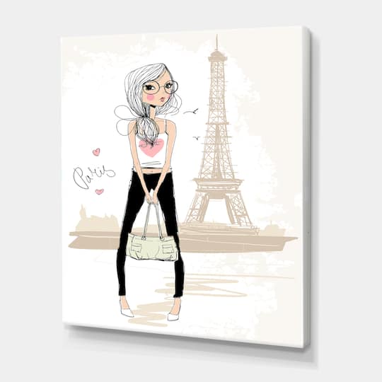 Designart - Cute Girl By The Tour Eiffel In Paris